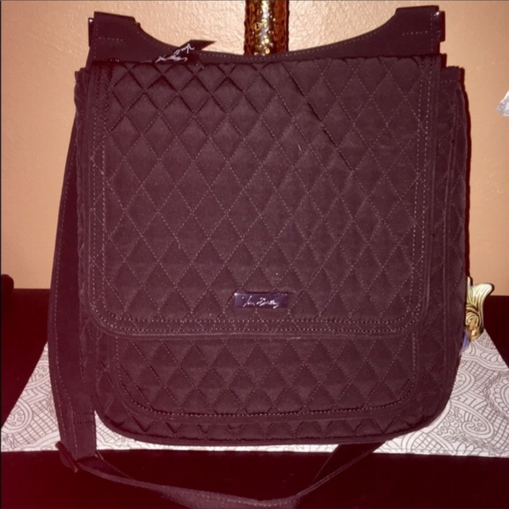 Vera Bradley Black Microfiber Crossbody Mailbag